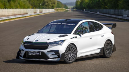 Škoda teases sustainable production car technologies with Enyaq RS Race concept car