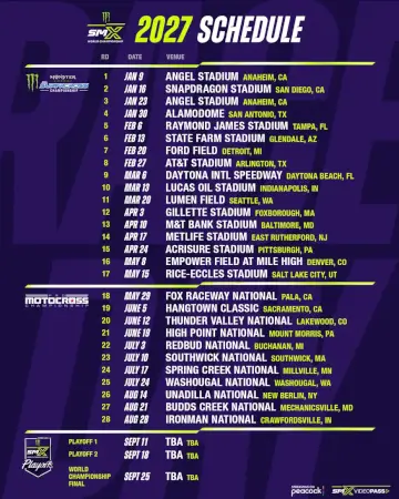 2027 Monster Energy SMX World Championship schedule revealed