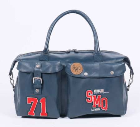 Steve McQueen Stahler 48h Leather Travel Bag Royal Blue