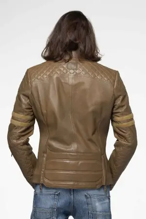 Men's 24H Le Mans Silverstone Light Khaki Leather Jacket