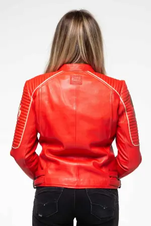 Leather Jacket 24H Le Mans Wild Shiny Red Woman