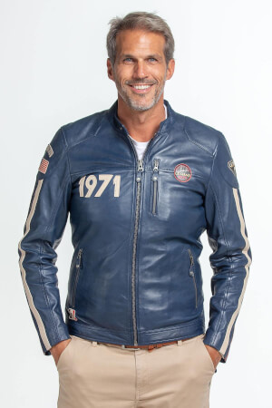 Leather Jacket Steve McQueen Scott Blue Man