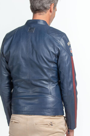 Leather Jacket Steve McQueen Scott Blue Man