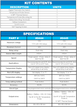 DIGITAL FAN SWITCH KIT & 1/4" NPT SENSOR (Part #0445)