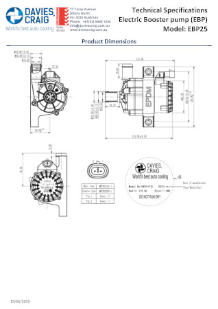 EBP25 - Electric Booster Pump - Brushless 12V Kit Part #9025