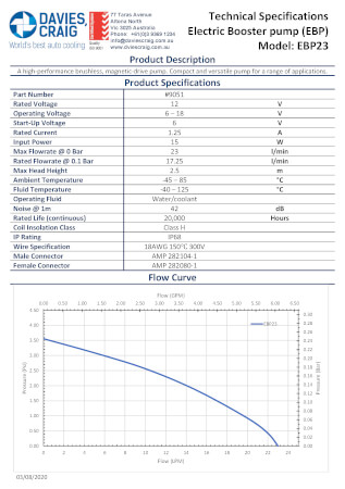 Electric Booster Pump (EBP23) (Part #9050)