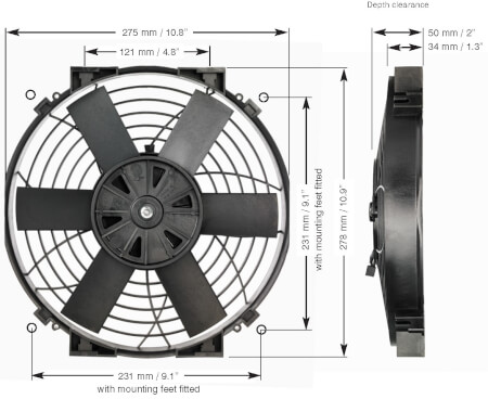 10" SLIMLINE THERMATIC® ELECTRIC FAN (12V) (0147)