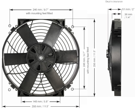 12" THERMATIC® ELECTRIC FAN (12V) (0162)