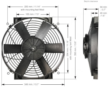 14" HIGH POWER THERMATIC® ELECTRIC FAN (12V) (0107)