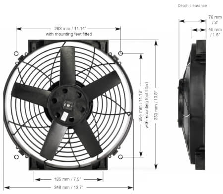 14" SLIMLINE THERMATIC® ELECTRIC FAN (12V) (0164)