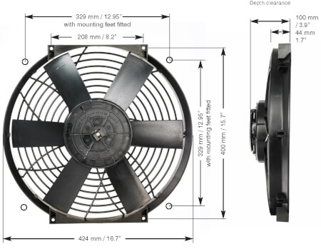 16" THERMATIC® ELECTRIC FAN (12V) (0166)